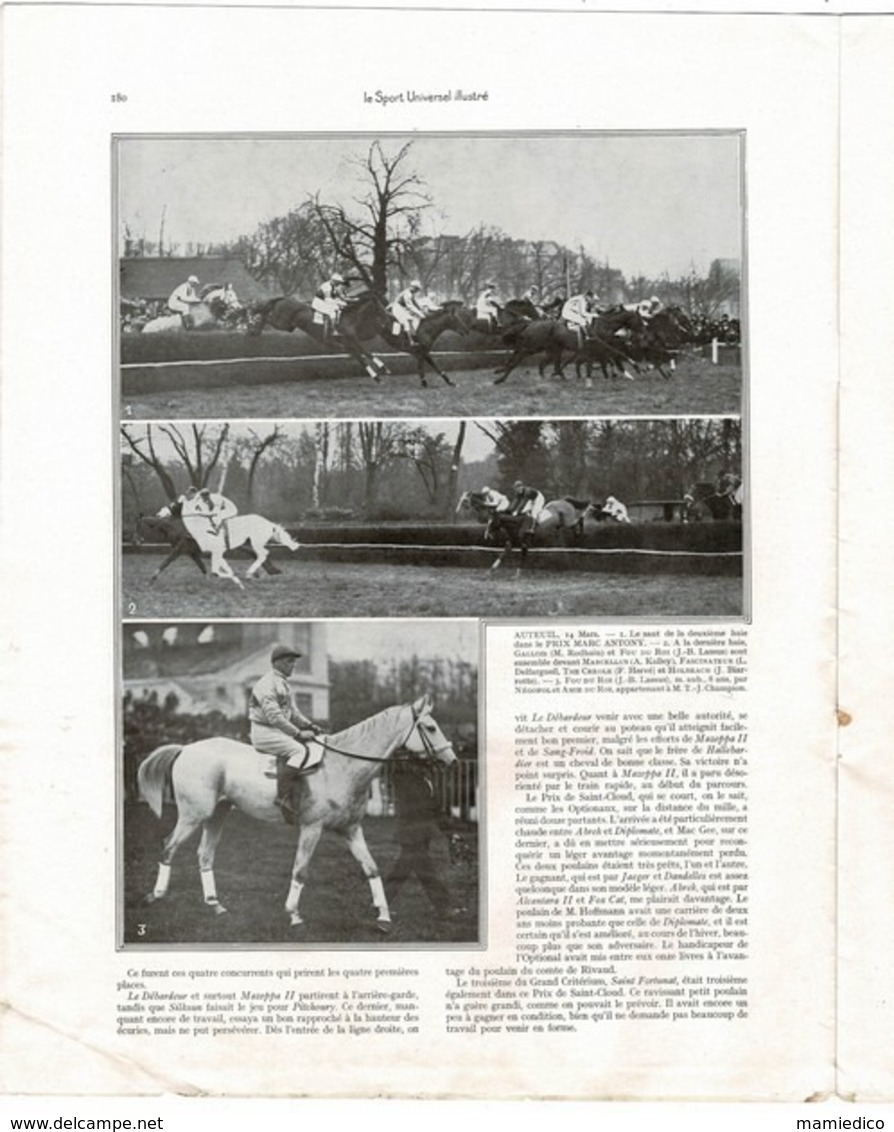 MARS 1926 EQUITATION: Le Sport Universel Illustré. Revue De 20 Pages. Articles Intéressants Et Pubs D'époque. 28/36cm - Hipismo