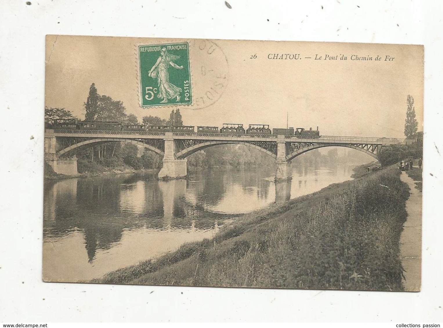 Cp, 78 ,  CHATOU , Chemin De Fer ,train ,le Pont Du Chemin De Fer ,  Voyagée - Trains