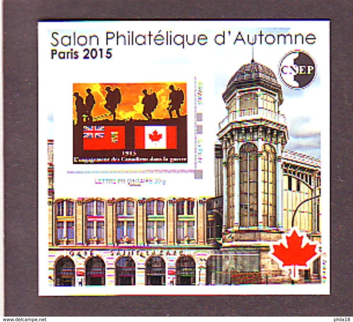 BLOC CNEP 2015 N° 69 ** SALON PHILATELIQUE AUTOMNE ENGAGEMENT CANADIENS GRANDE GUERRE   AVEC TP MONTIMBRAMOI - CNEP