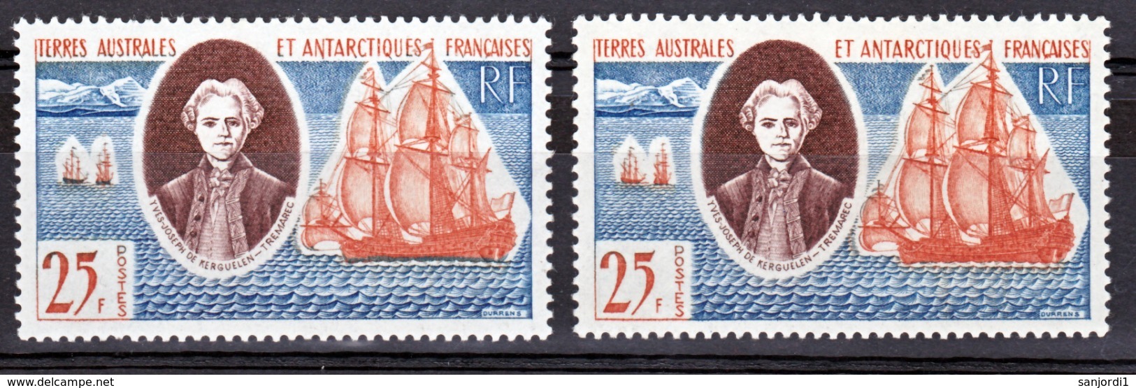 TAAF    18  De Kerguelen Variétés Coques Bleues Et Normal  Neuf Avec Trace De Charnière* MH - Non Dentelés, épreuves & Variétés