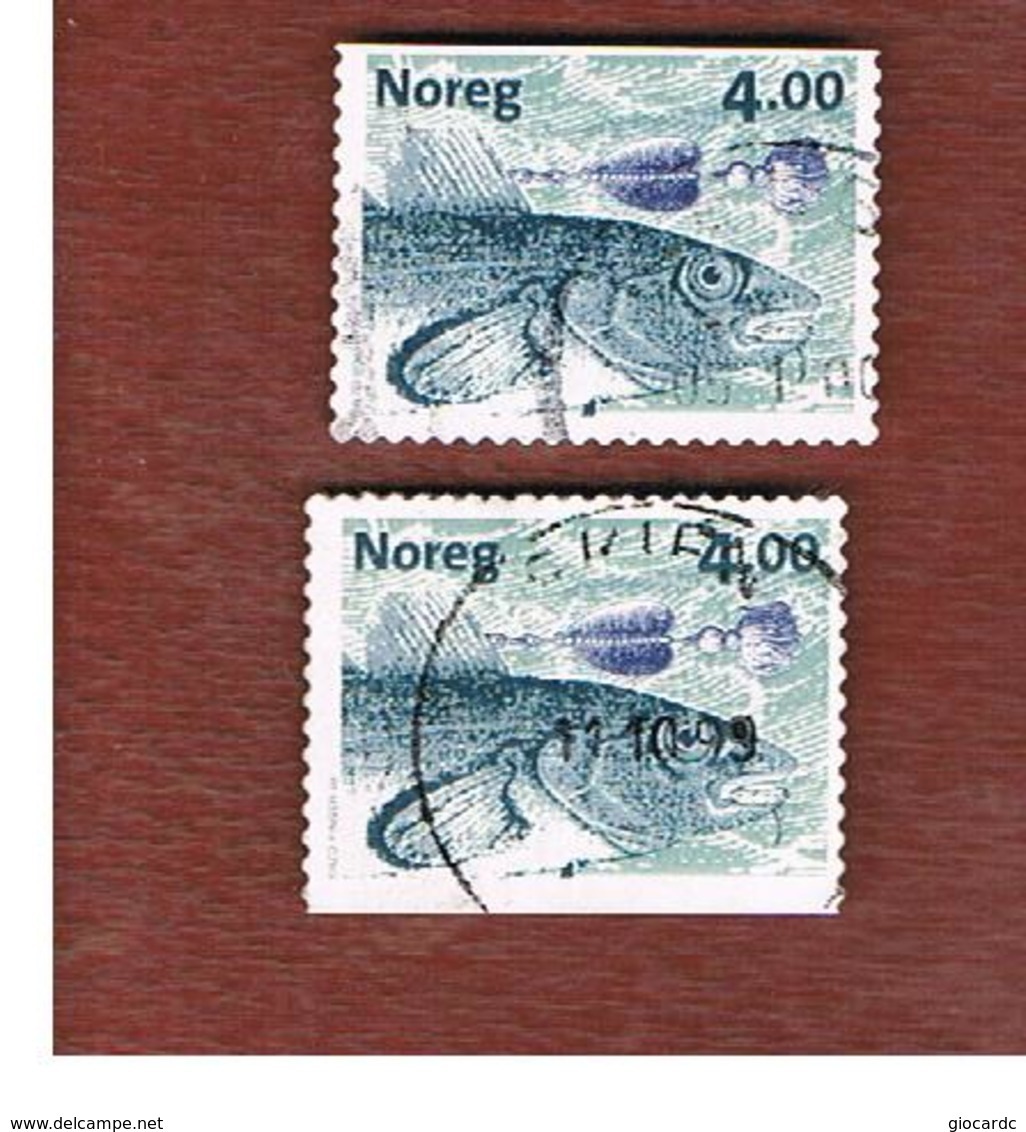 NORVEGIA (NORWAY) -   SG 1334   -  1999 FISHES  & FISHING FLIES: GADUS MORHUA (2  DIFFERENT PERFORATIONS)    - USED° - Used Stamps