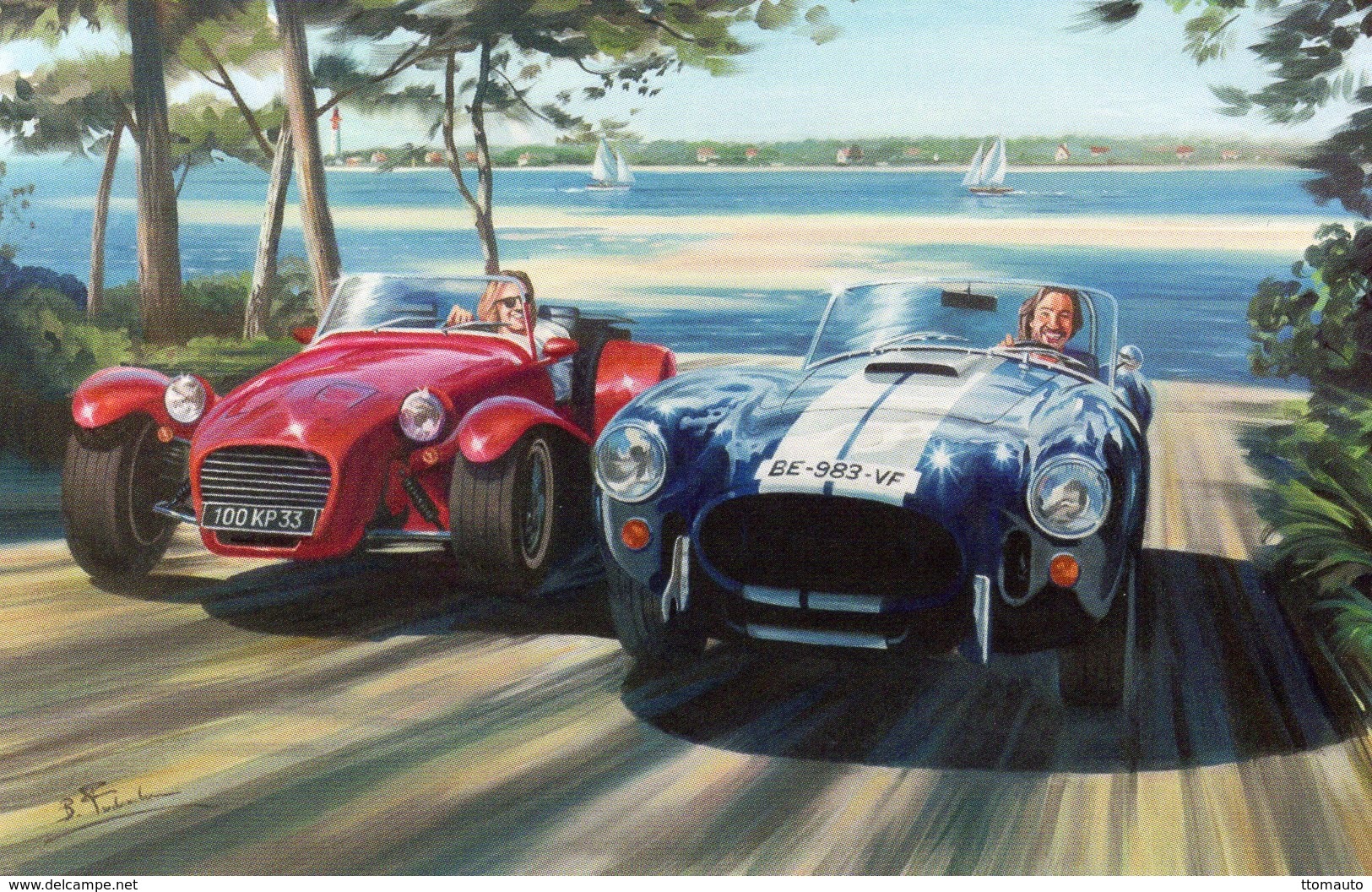 AC Cobra Et Lotus Seven  -  Bassin D'Arcachon   -  Art Carte Par Benjamin Freudenthal - PKW