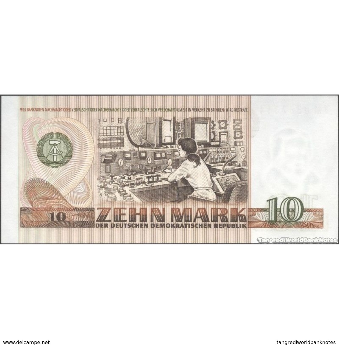 TWN - GERMANY, DEMOCRATIC REPUBLIC 28b - 10 Mark 1971 (1985) Prefix VM UNC - 10 Mark