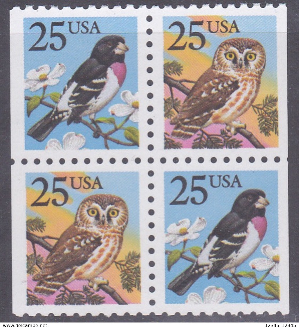 Amerika 1988, Postfris MNH, Birds, Owls ( Combination From Booklet ) - Ongebruikt