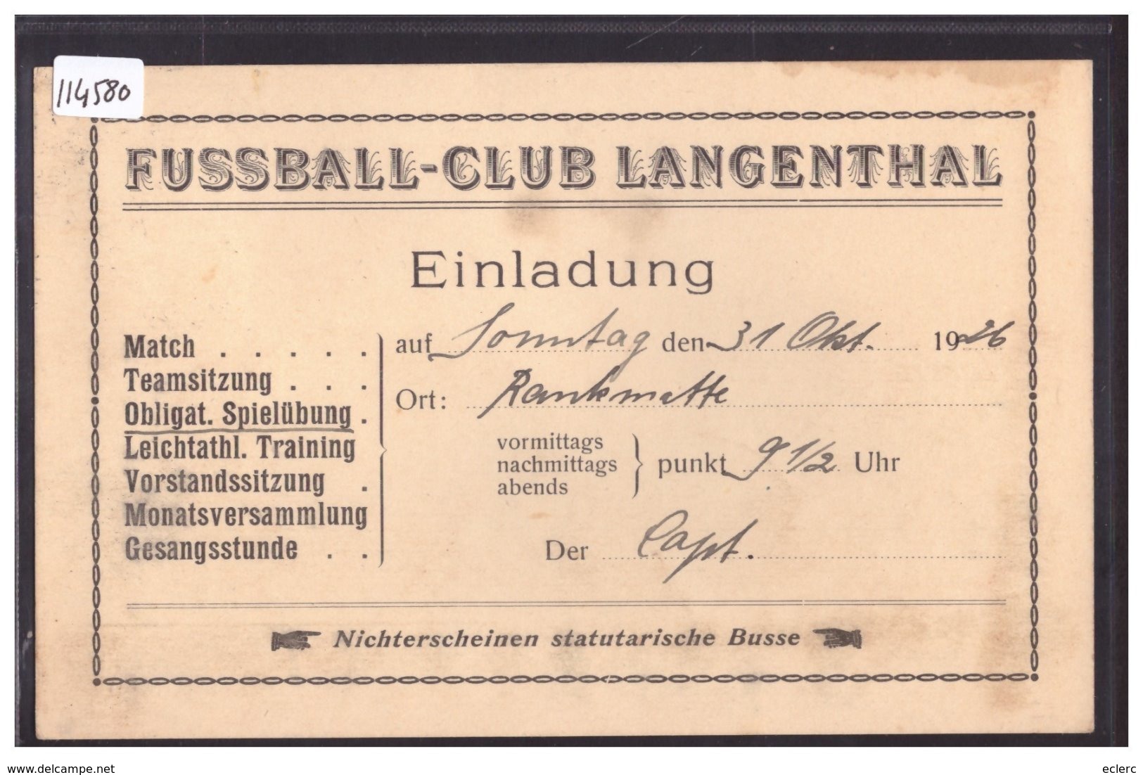 LANGENTHAL - FUSSBALL CLUB - FOOTBALL - TB - Langenthal