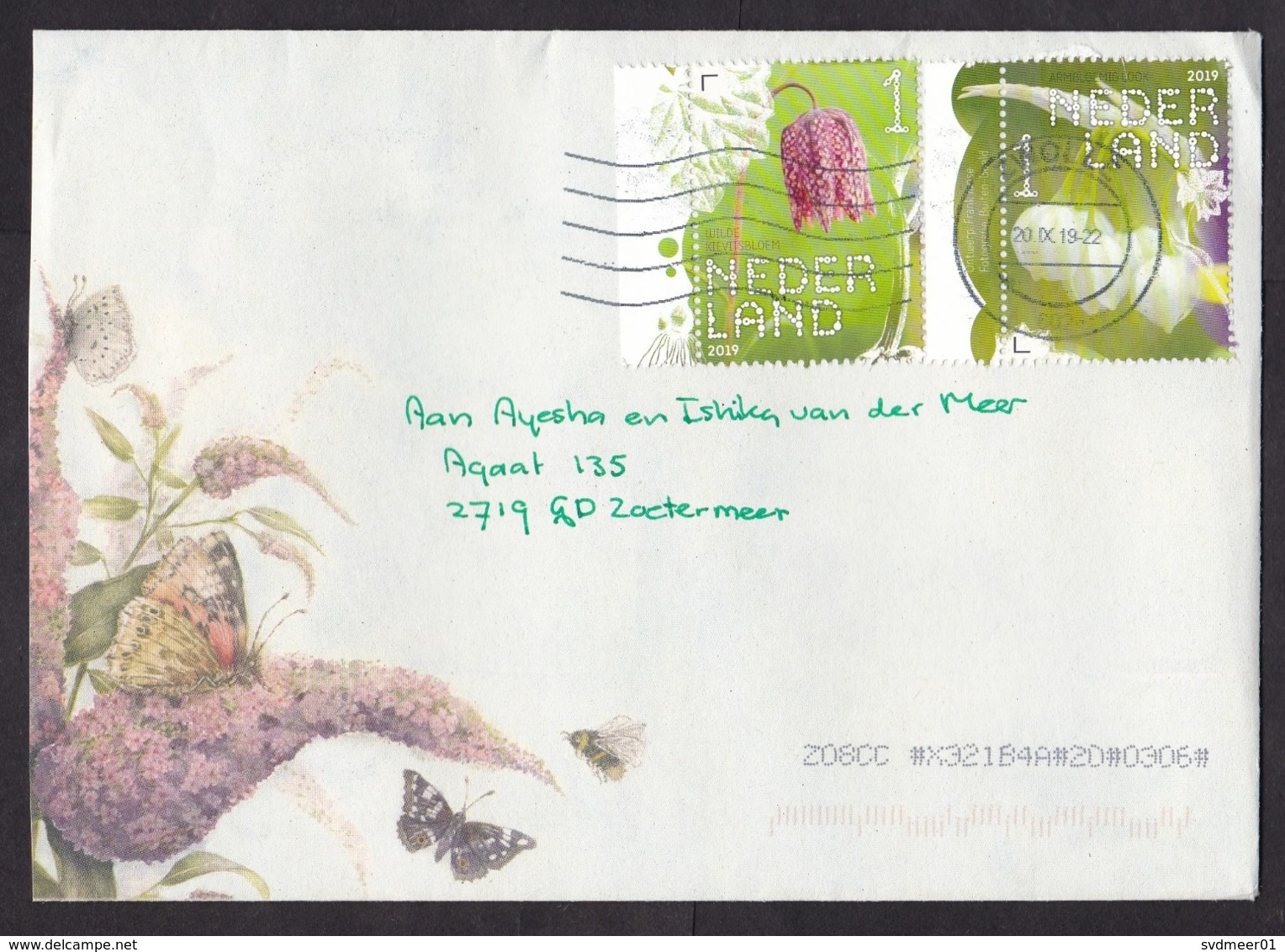 Netherlands: Cover, 2019, 2 Stamps, Flower, Flowers (traces Of Use) - Lettres & Documents