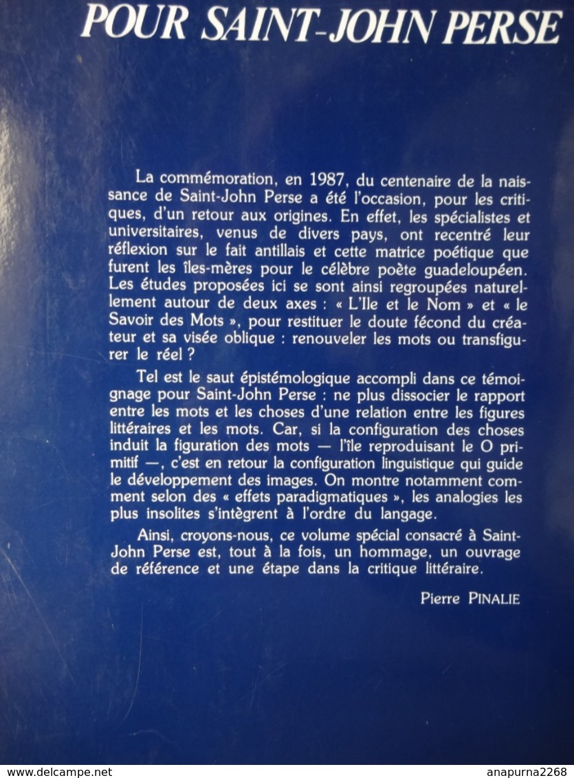 POUR SAINT JOHN PERSE ...PRESSES UNIVERSITAIRES CRÉOLES....L'HARMATTAN - Franse Schrijvers