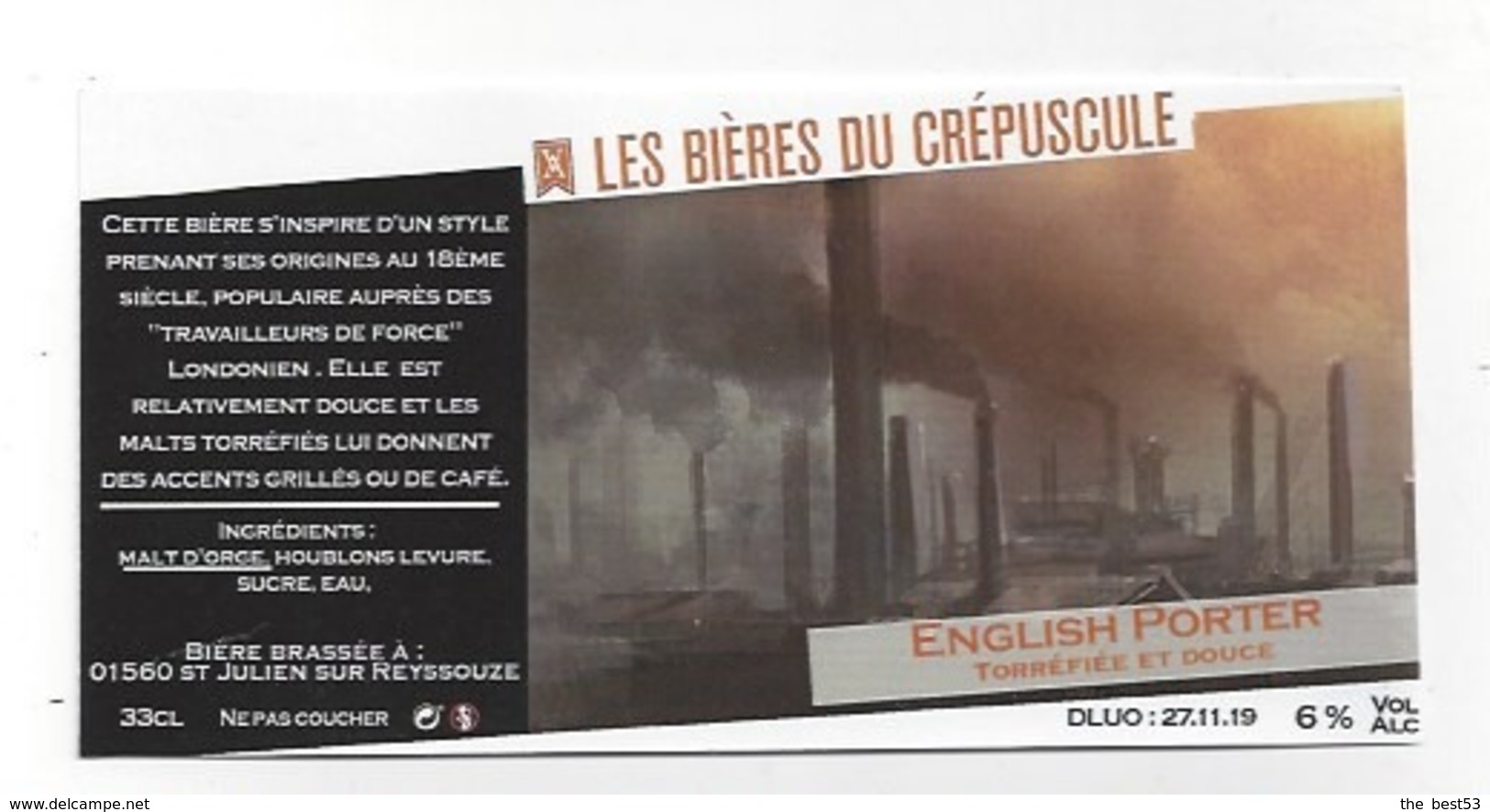 Etiquette De Bière Du Crépuscule  -  English Porter  - Saint Julien Sur Reyssouze  (01) - Bière