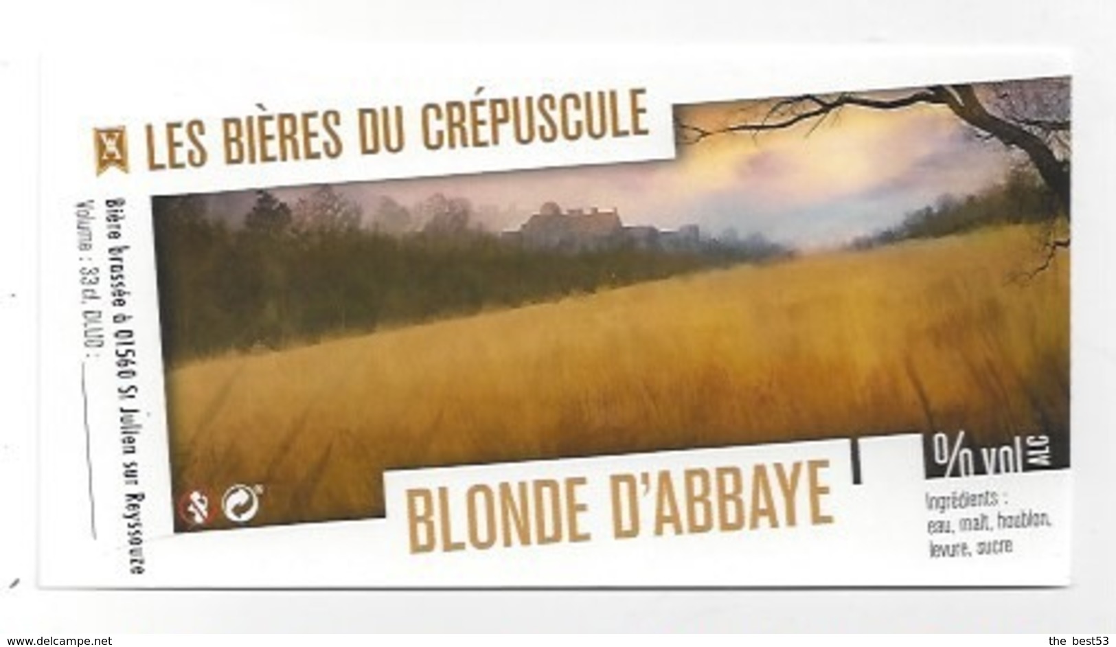 Etiquette De Bière Du Crépuscule  -  Blonde D'Abbaye  - Saint Julien Sur Reyssouze  (01) - Bière