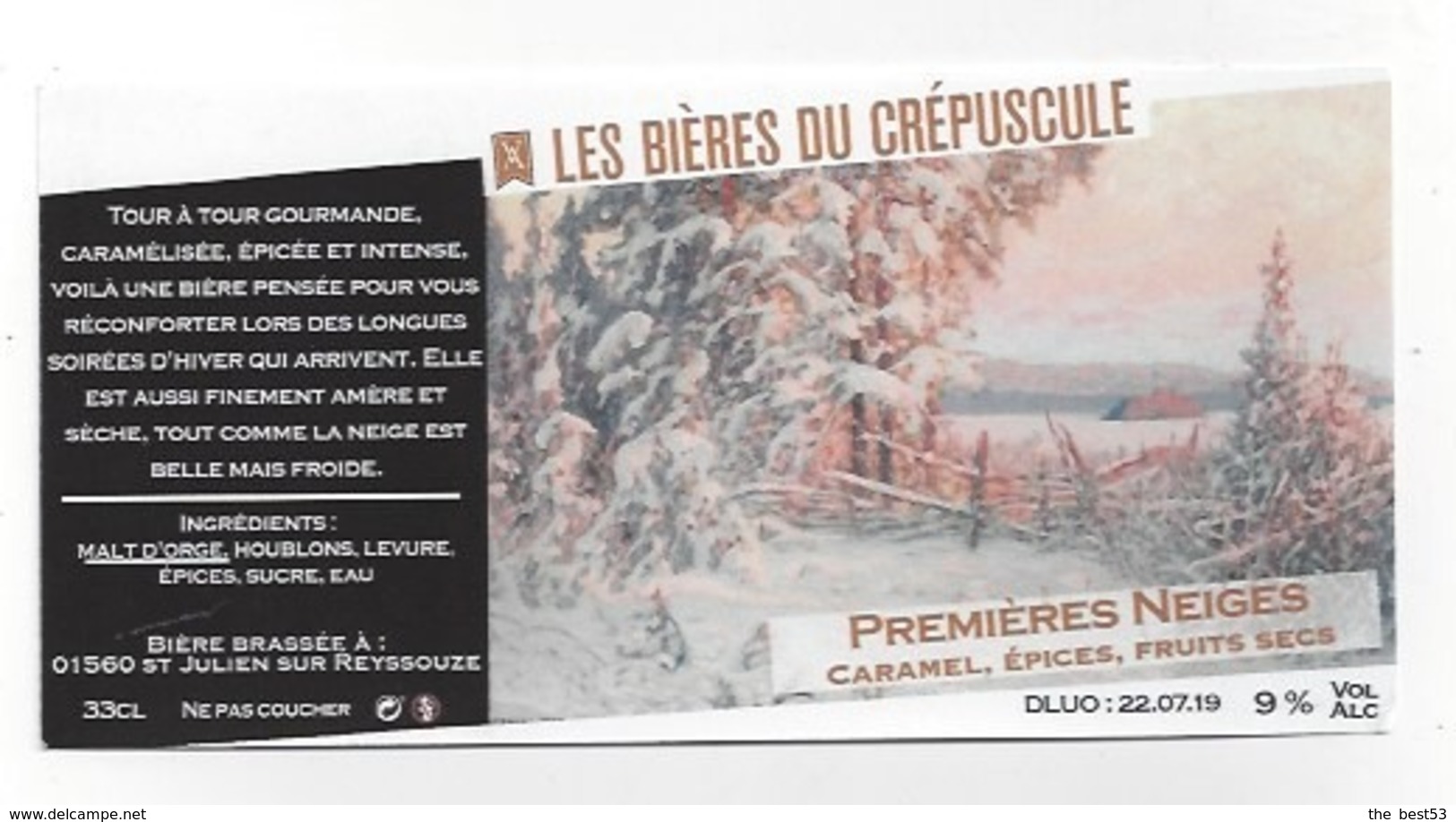 Etiquette De Bière Du Crépuscule  -  Premières Neiges  - Saint Julien Sur Reyssouze  (01) - Bière