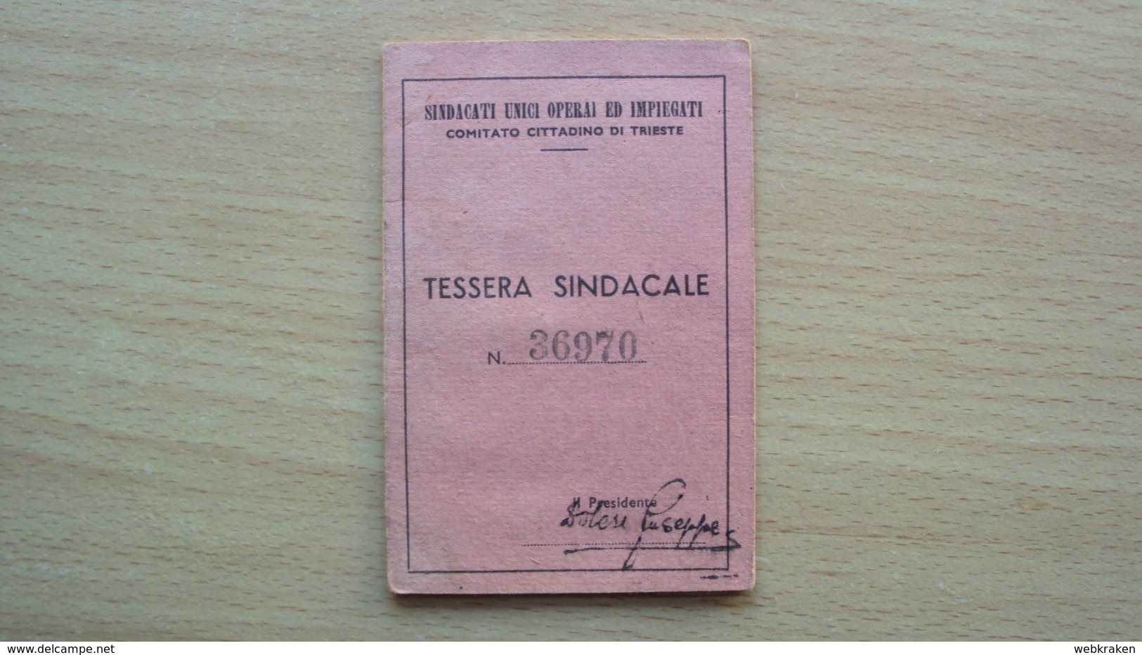 TESSERA SINDACALE OCCUPAZIONE COMITATO CITTADINO TRIESTE 1946 CON BOLLINI E Timbri Sindacato (s.c. 1) - Non Classificati