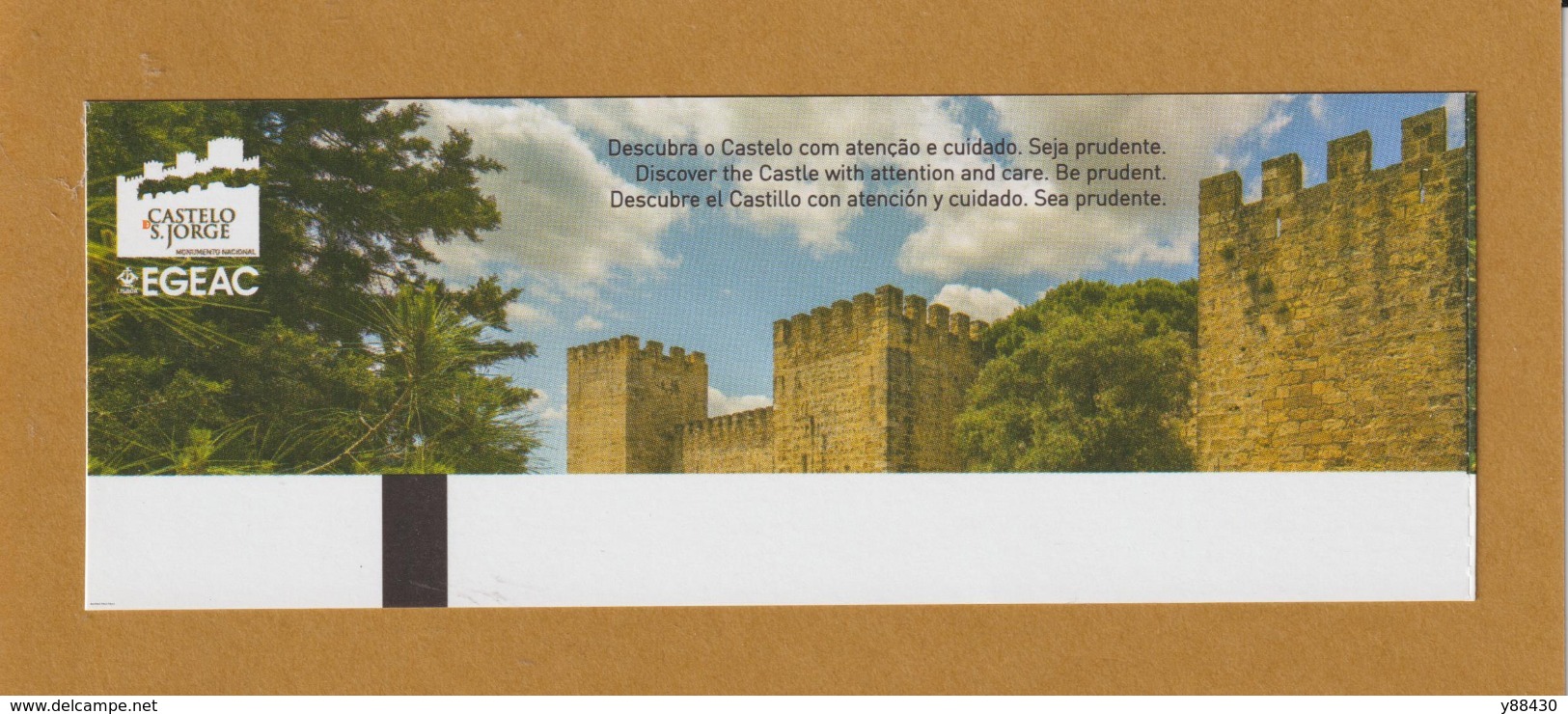 Ticket D'entrée - LISBONNE . Château Saint Georges - Castelo St. Jorge  - 2 Scannes. Recto & Verso - Tickets D'entrée