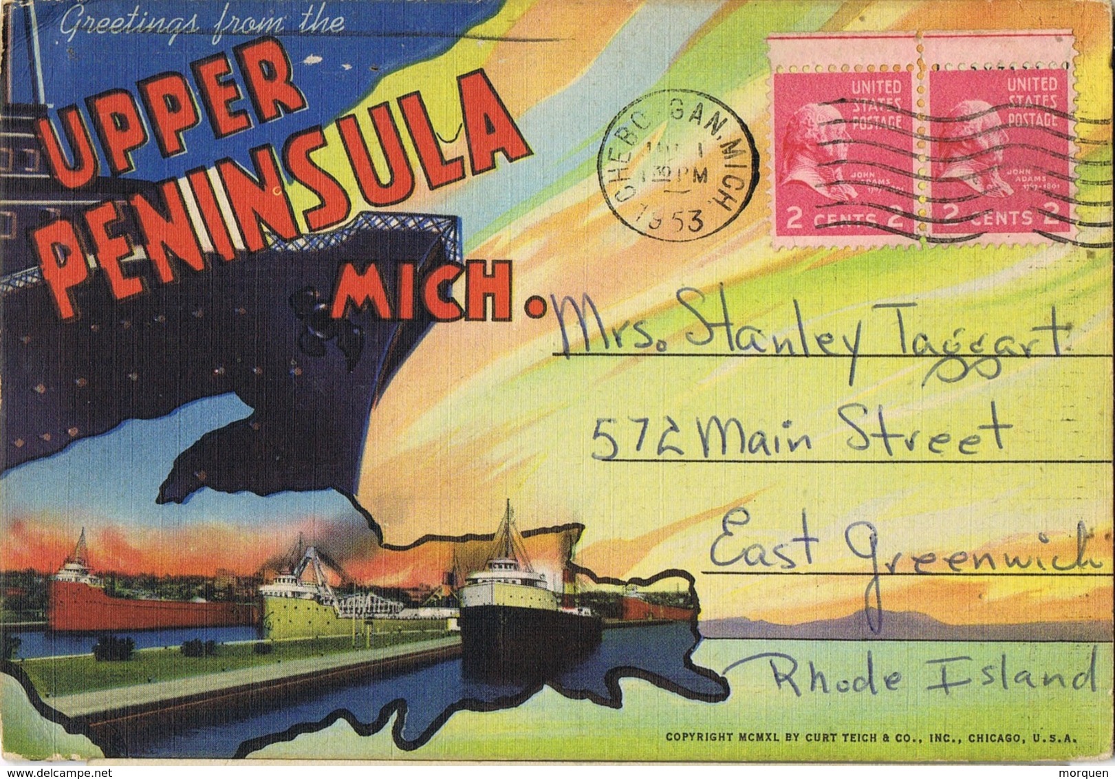 33980. Bloc De Postales CHEBOYGAN (Michigan) 1953. Vistas Upper Peninsula. Greeting - Cartas & Documentos