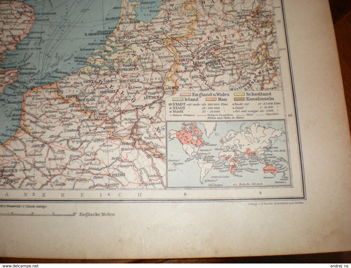 Uberisichtskarte Von Grossbritannien Und Ireland Volks Und Familien Atlas A Shobel Leipzig 1901 Big Map - Cartes Géographiques