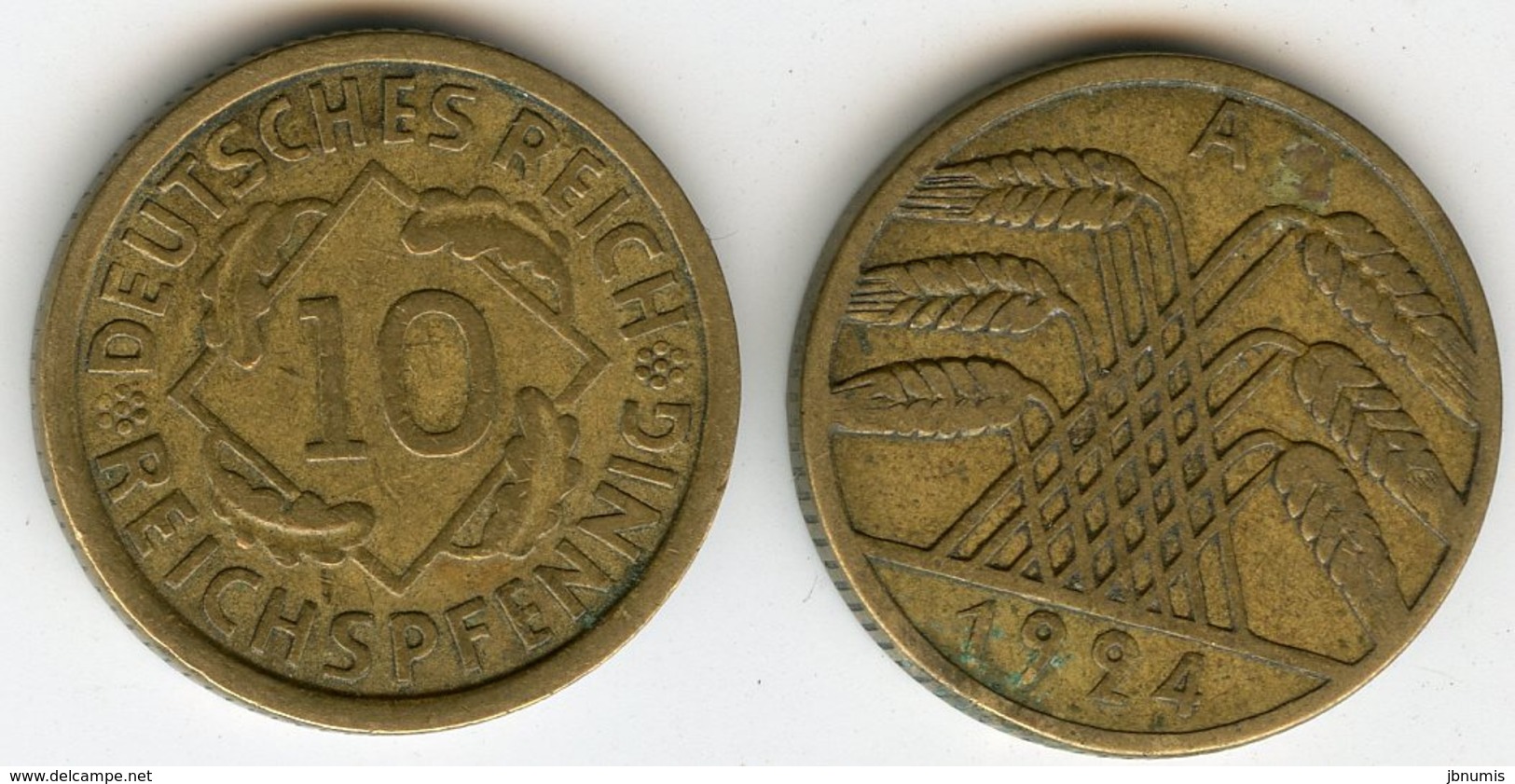 Allemagne Germany 10 Reichspfennig 1924 A J 317 KM 40 - 10 Rentenpfennig & 10 Reichspfennig