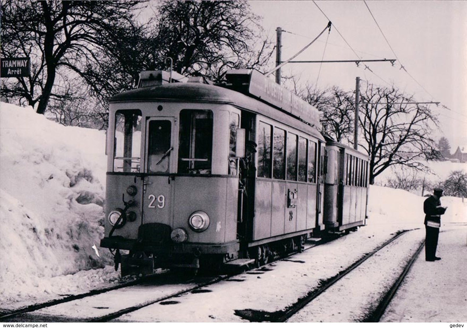 Suisse VD, Chemin De Fer, Lausanne Epalinges-La Cure, Tramway Sous La Neige, Photo BVA, TL 3.4 - Épalinges