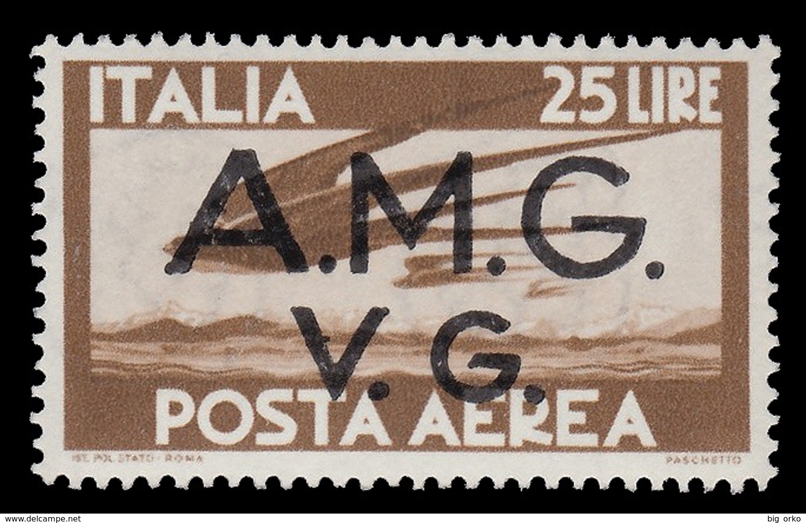 ALLIED - MILITARY - POSTAGE: Italia - Venezia Giulia - Posta Aerea Lire 25 Bruno - 1945/47 - Autres & Non Classés