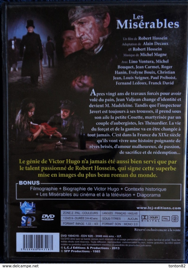 Les Misérables - De Robert Hossein - Lino Ventura - Michel Bouquet - Jean Carmet - ( Version Longue 3 H 40 ! ) . - Drame