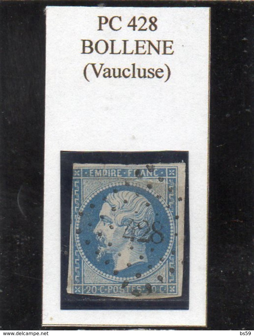 Vaucluse - N° 14B (déf) Obl PC 428 Bollene - 1853-1860 Napoléon III