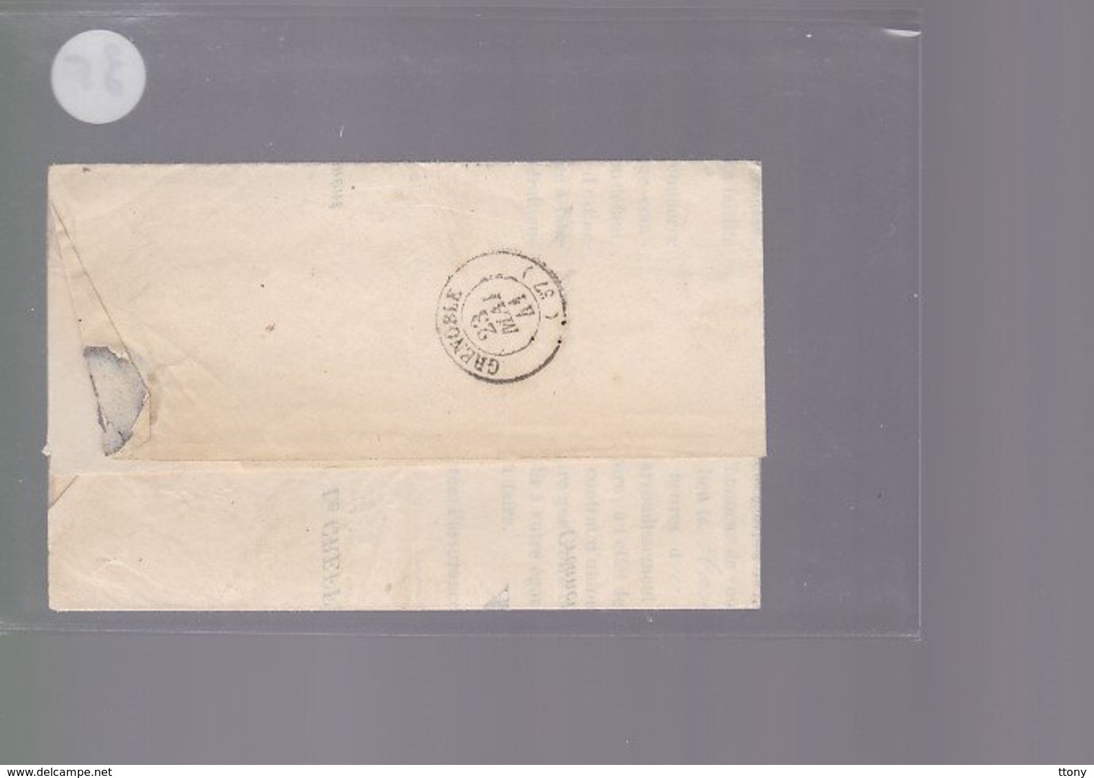 Une Lettre Enveloppe   Grenoble Pour     Grenoble  Courrier Greffier Du Commerce  Année 1841 - 1801-1848: Precursors XIX