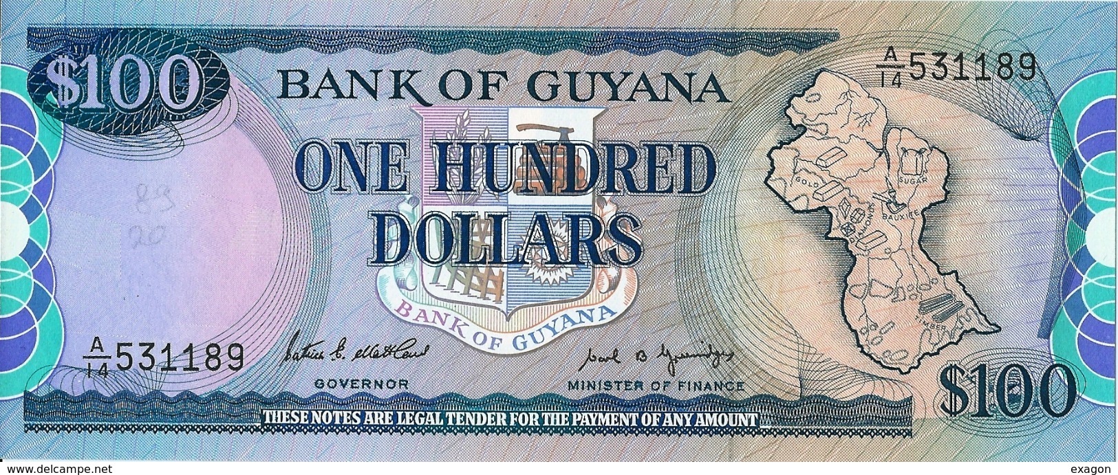 N. 1 Banconota -  100 Dollars  -  GUYANA  . Anno  2012 - Guyana