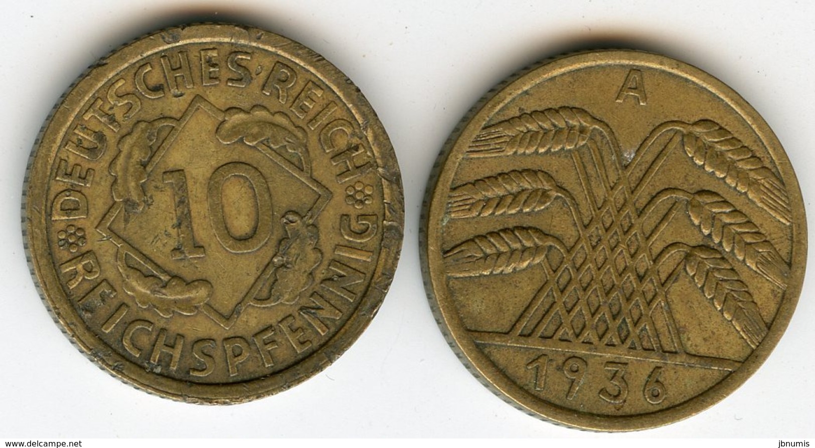 Allemagne Germany 10 Reichspfennig 1936 A J 317 KM 40 - 10 Reichspfennig