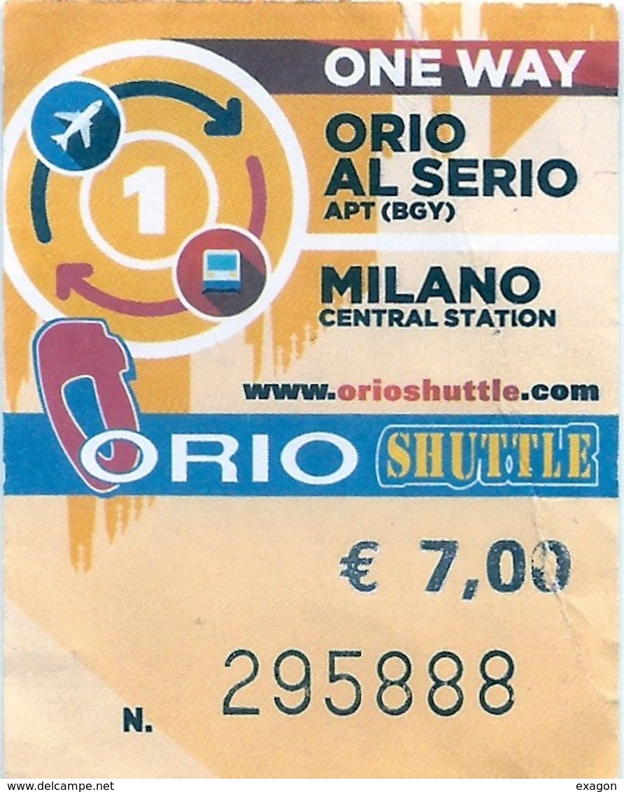 BIGLIETTO Utilizzato    ONE WAY   -  MILANO  >  ORIO AL SERIO   -    Anno 2019. - Europa