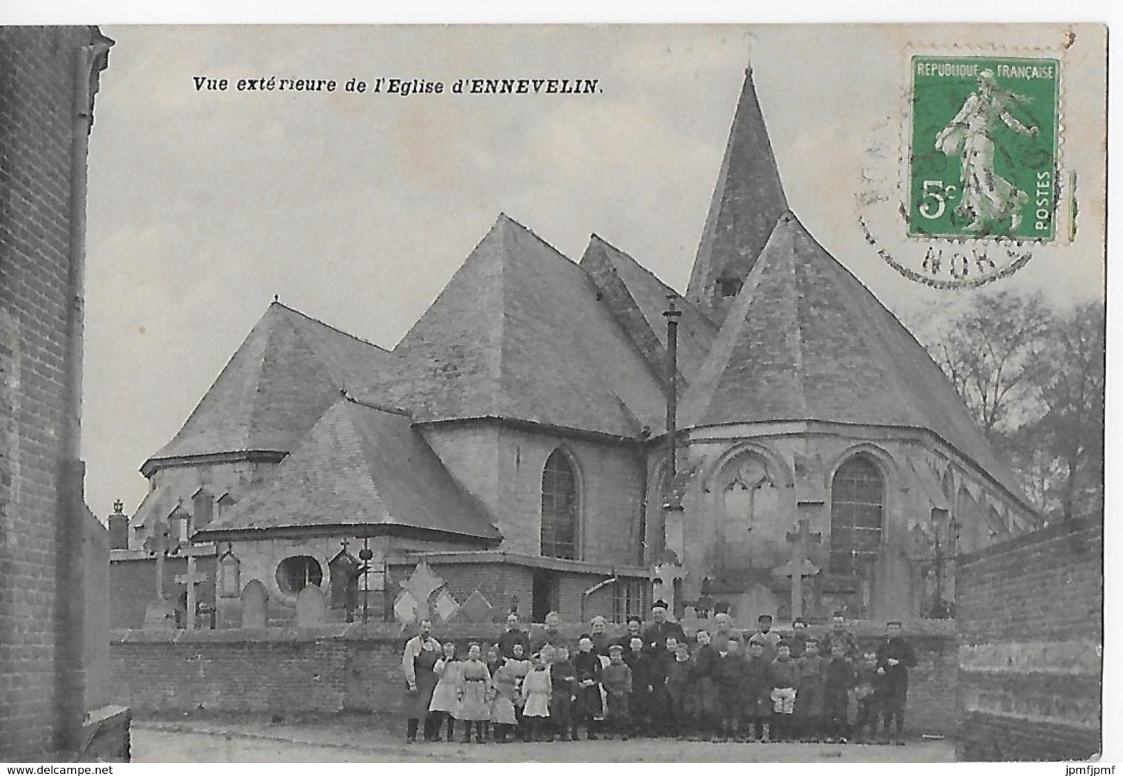 ENNEVELIN   Vue Extérieure De L'église 1913 - Autres & Non Classés