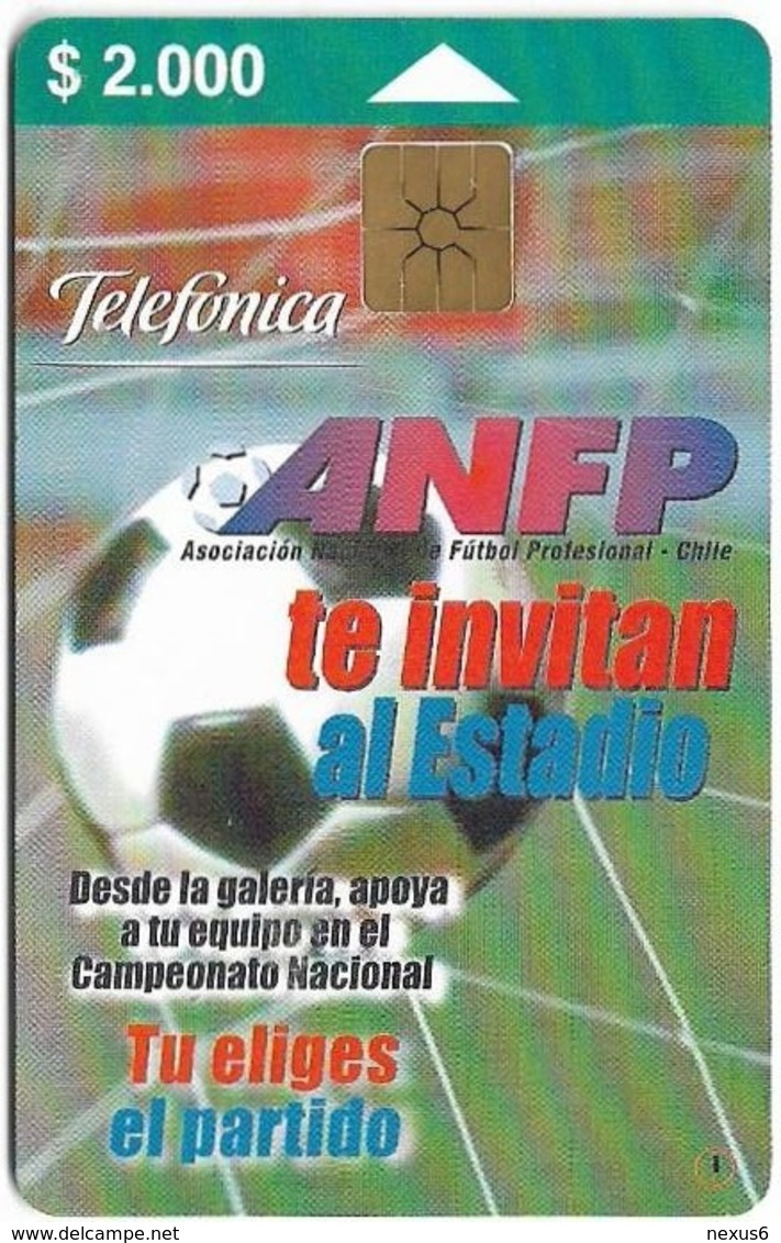 Chile - Telefónica - ANFP Football, (No Sticker At Corner Of Revers) Gem1B Not Symm. White-Gold, 10.1999, 2.000Cp$, Used - Chile