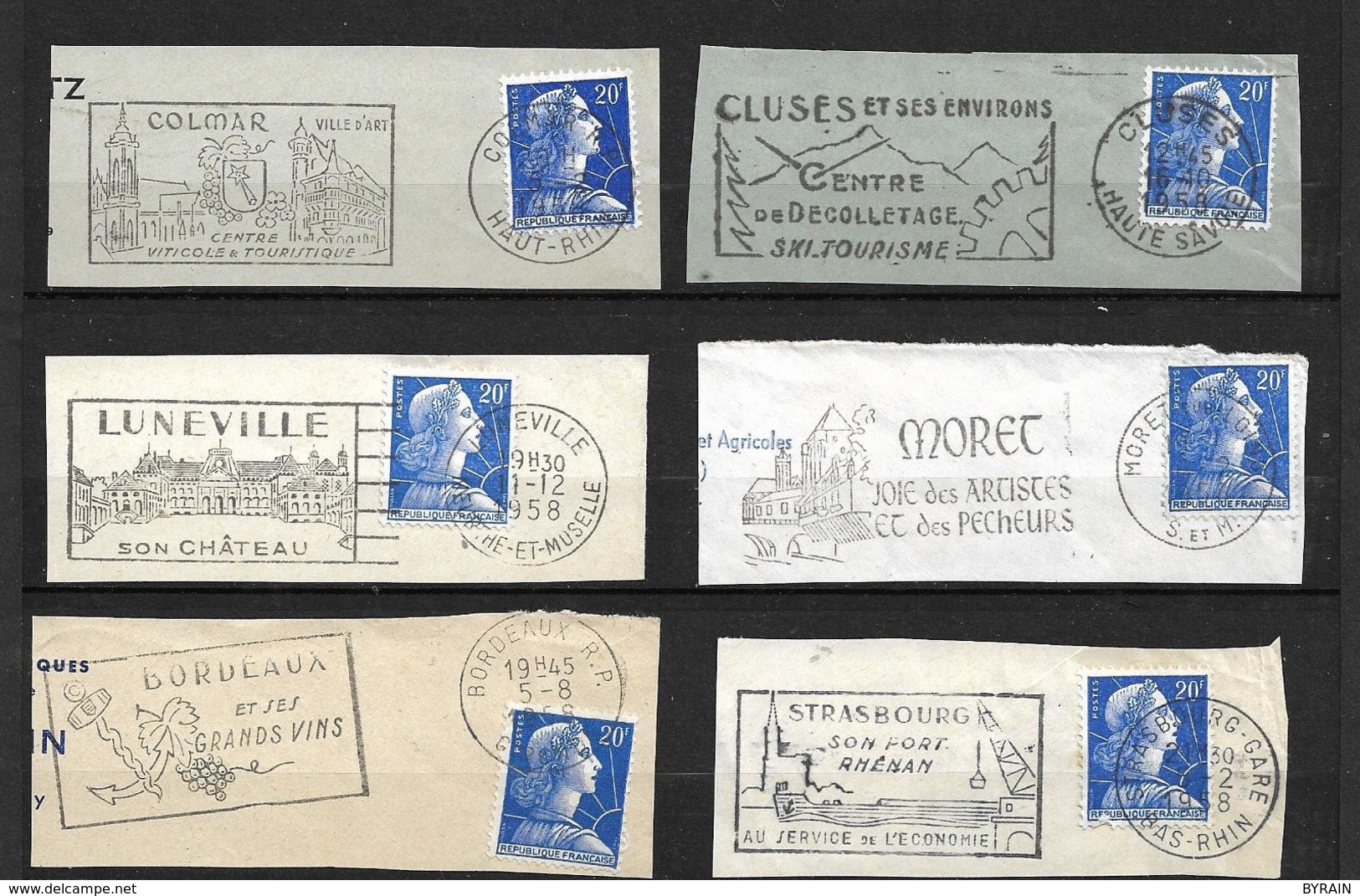 FRANCE 1955/59   Lot 6  Timbres N°  1011B +  Flamme Sur Fragment - Autres & Non Classés