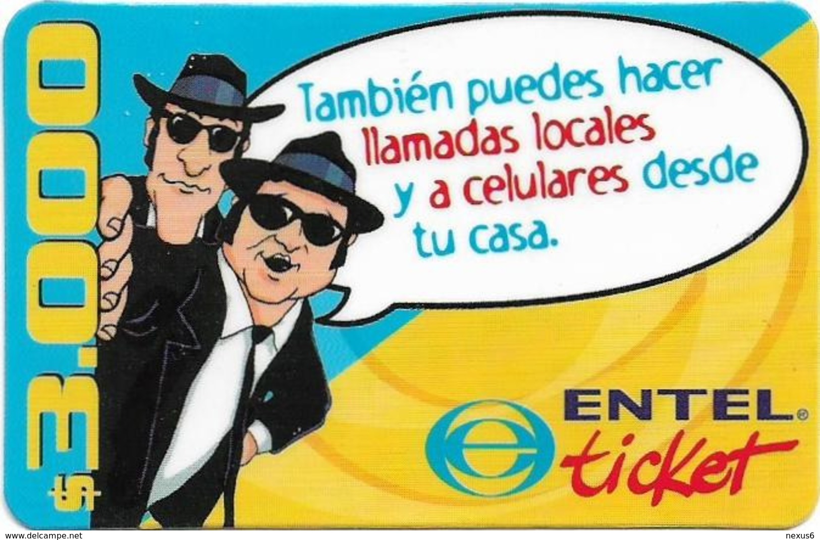 Chile - Entel - También Puedes Hacer Llamads Locales, Prepaid 3.000Cp$, Exp. 30.09.2003, Used - Chili