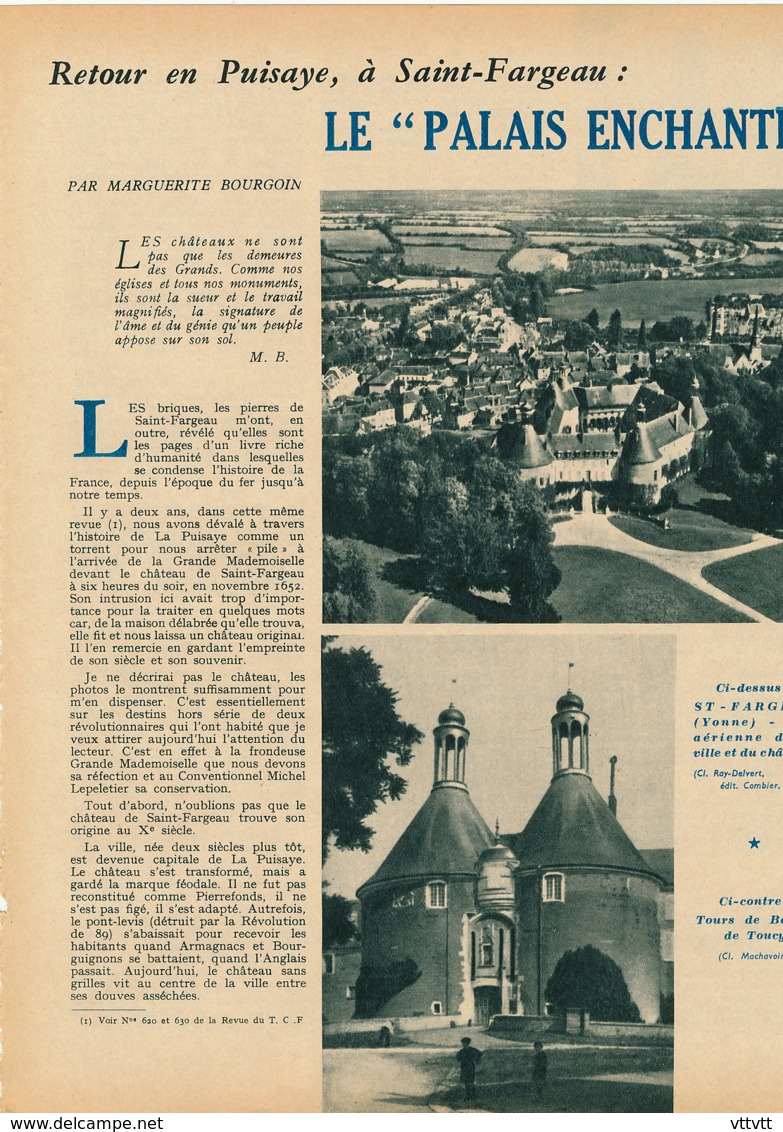 1954 : Document, SAINT-FARGEAU, Château, Tour De Bar Et De Toucy, Cour D'honneur, Le Parc, Anne-Marie-Louise D'Orléans - Non Classés