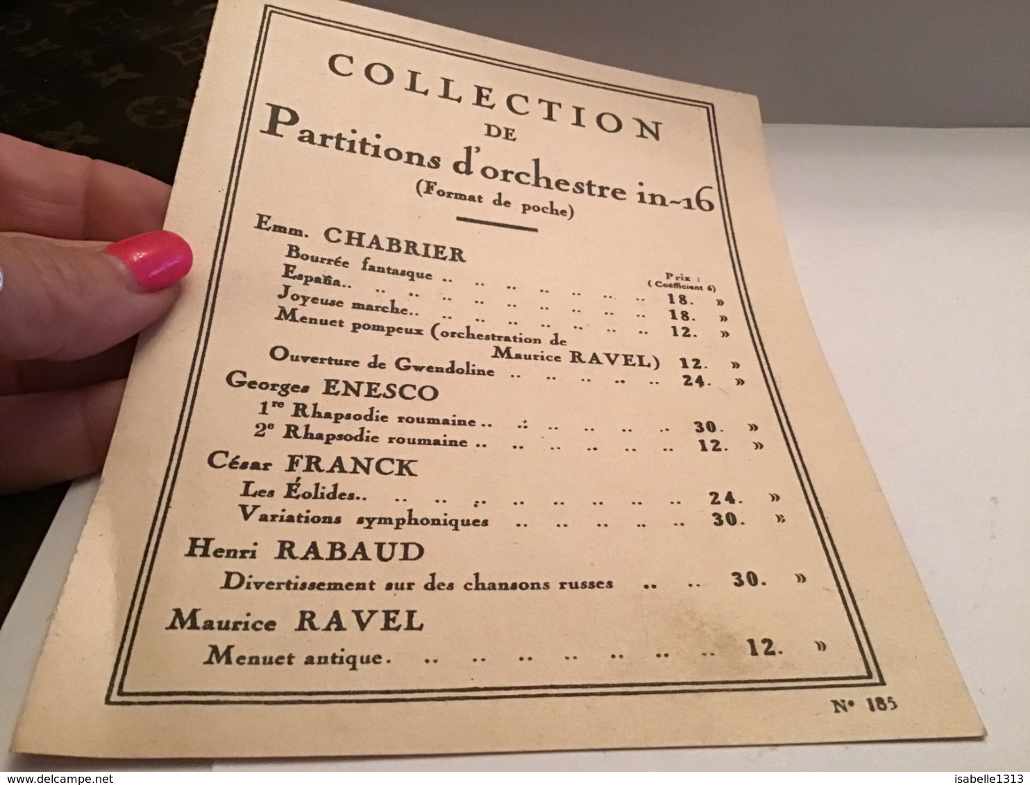 Collection De Partition D’orchestre Format De Poche Une Feuille Ravel Chabrier - Non Classés