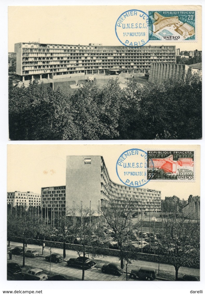 Carte Maximum 1958 - PALAIS DE L'UNESCO YT 1177 Et 1178 - 75 Paris - 1950-1959