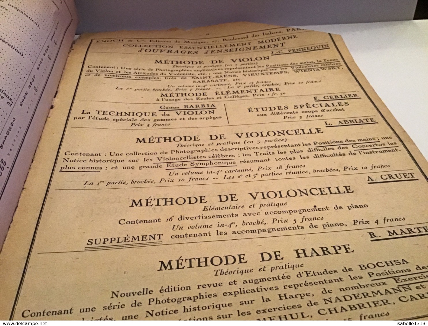 Catalogue Général D’orchestre Table Des Matières Paris XIX Pages éditeur De Musique Enoch - Partitions Musicales Anciennes