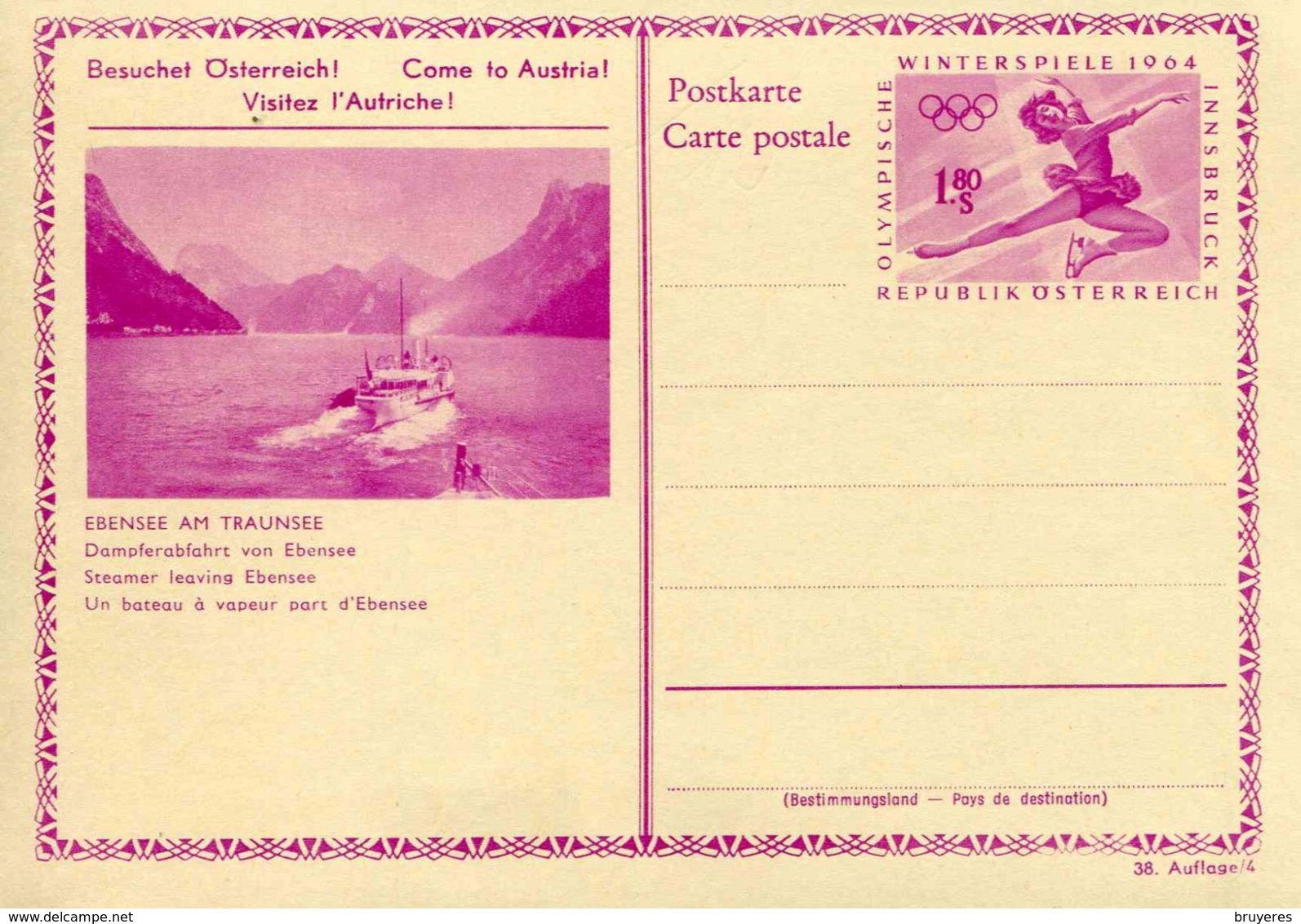 Entier Postal De 1964 Sur CP Avec Timbre "Olympiade D'Hiver à Innsbruck" - Série 38/4 - Autres & Non Classés