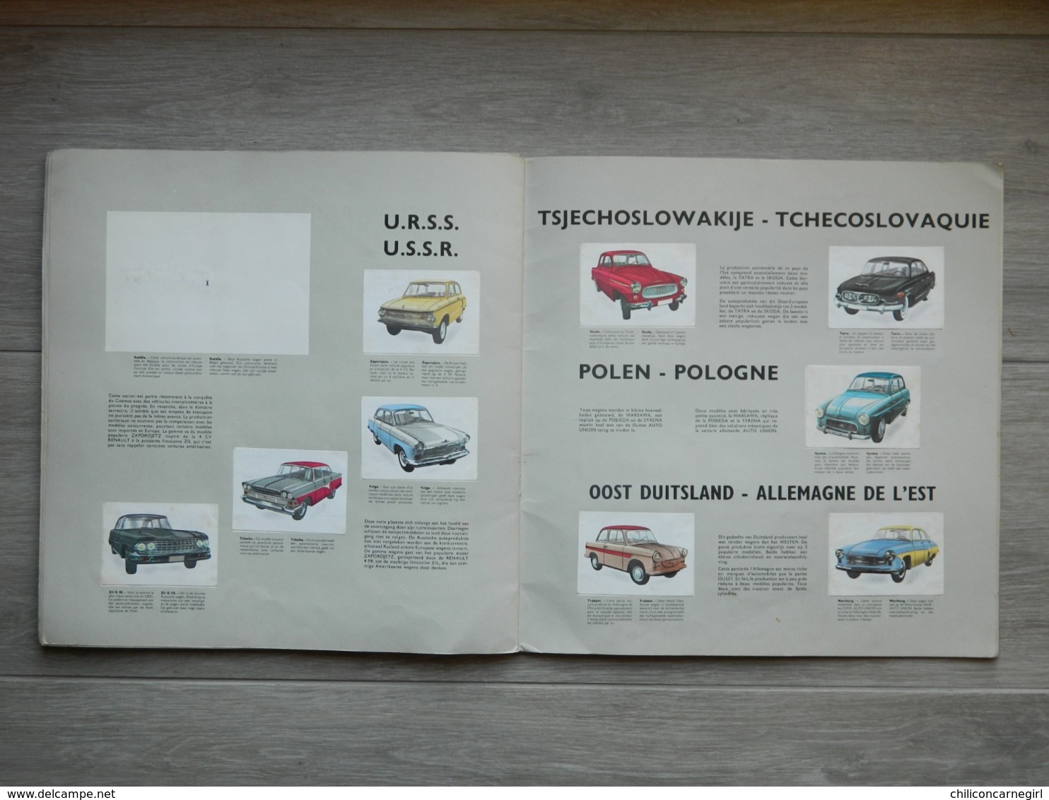 Album JACQUES - De auto's in de wereld - Les autos dans le monde 1964 - Ford - Ferrari - Citroen - Simca - Volkswagen