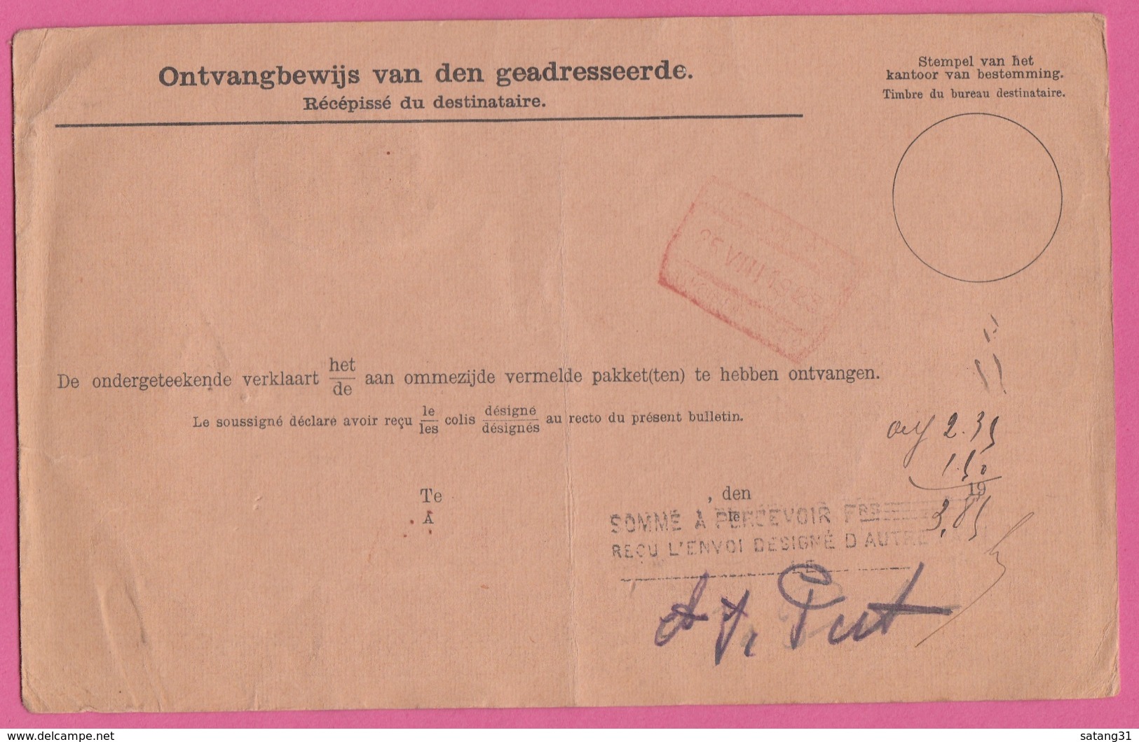 BULLETIN D'EXPEDITION/PAKETKARTE "VALEUR DÉCLARÉE" VON DER FIRMA DROSTE ,CHOKOLADE,CACAO,IN HARLEM NACH ANTWERPEN,1923. - Portomarken