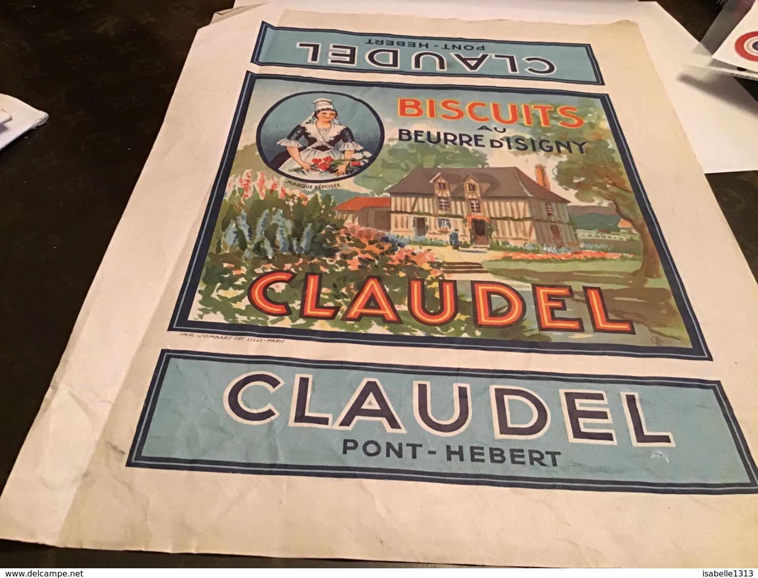 Grande Publicité Biscuits Au Beurre D Isigny Claudel Pont Hebert - Werbung