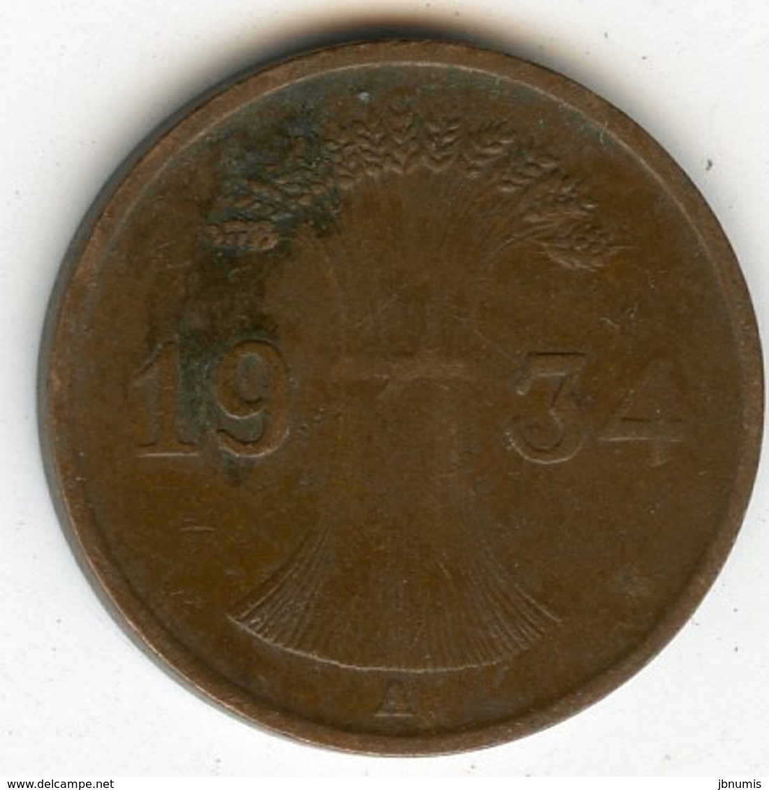 Allemagne Germany 1 Reichspfennig 1934 A J 313 KM 37 - 1 Reichspfennig