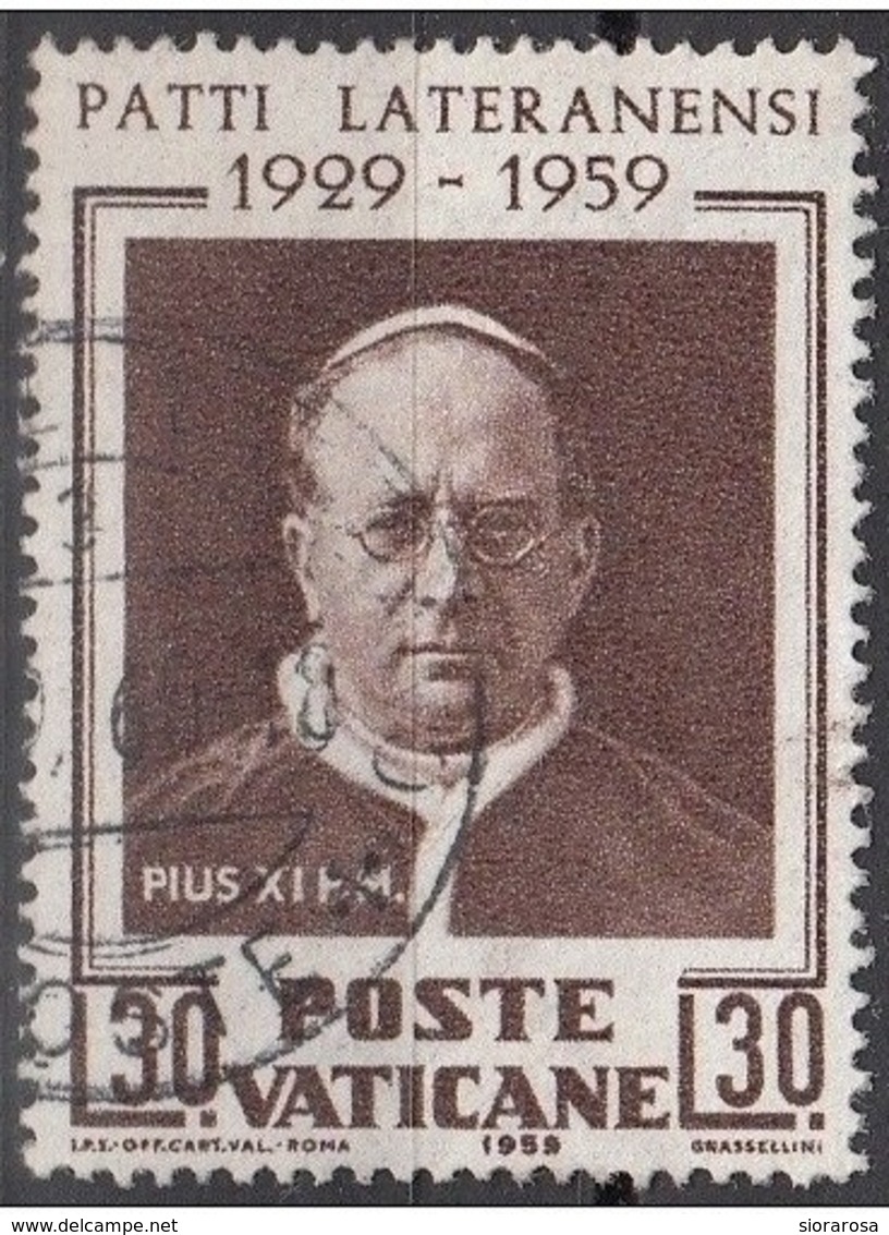 Vaticano 1959 Uf. 260  Patti Lateranensi - Papa Pio XI Pope Usato Used Laterano - Altri & Non Classificati