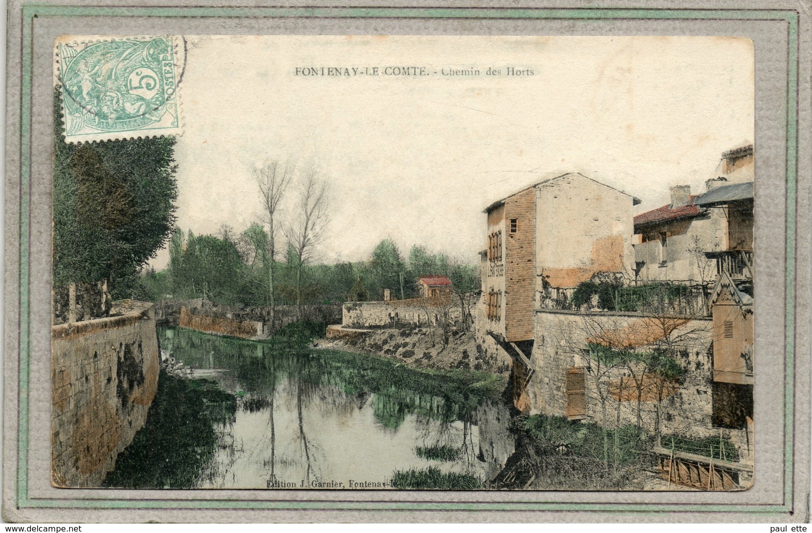 CPA - FONTENAY-le-COMTE (85) - Aspect Du Quartier Du Chemin Des Horts En 1908 - Carte Colorisée - Fontenay Le Comte