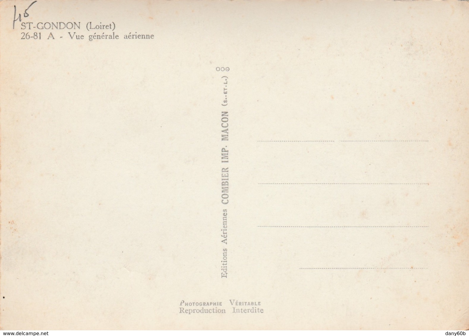 REF.HP . CPSM.GF . 45 . SAINT (ST) GONDON . VUE GENERALE AERIENNE - Other & Unclassified