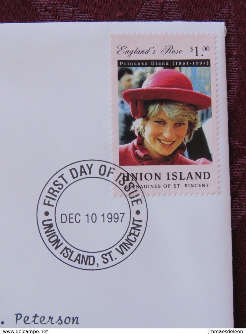 Union Island 1997 FDC Cover - Lady Diana Princess Of Wales - Prince Charles - Royalties, Royals