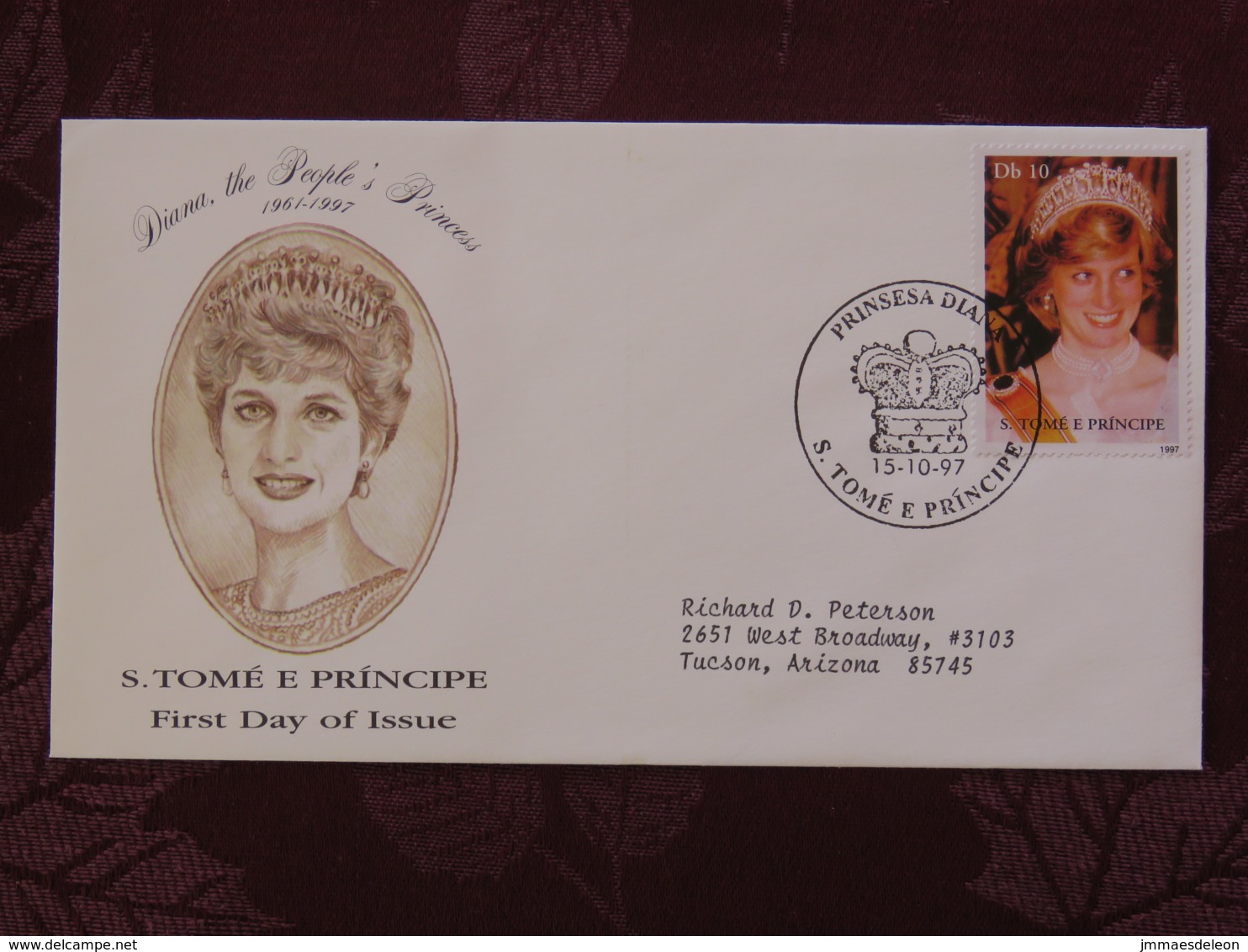 Sao Tome E Principe 1997 FDC Cover - Lady Diana Princess Of Wales - Crown Cancel - Royalties, Royals