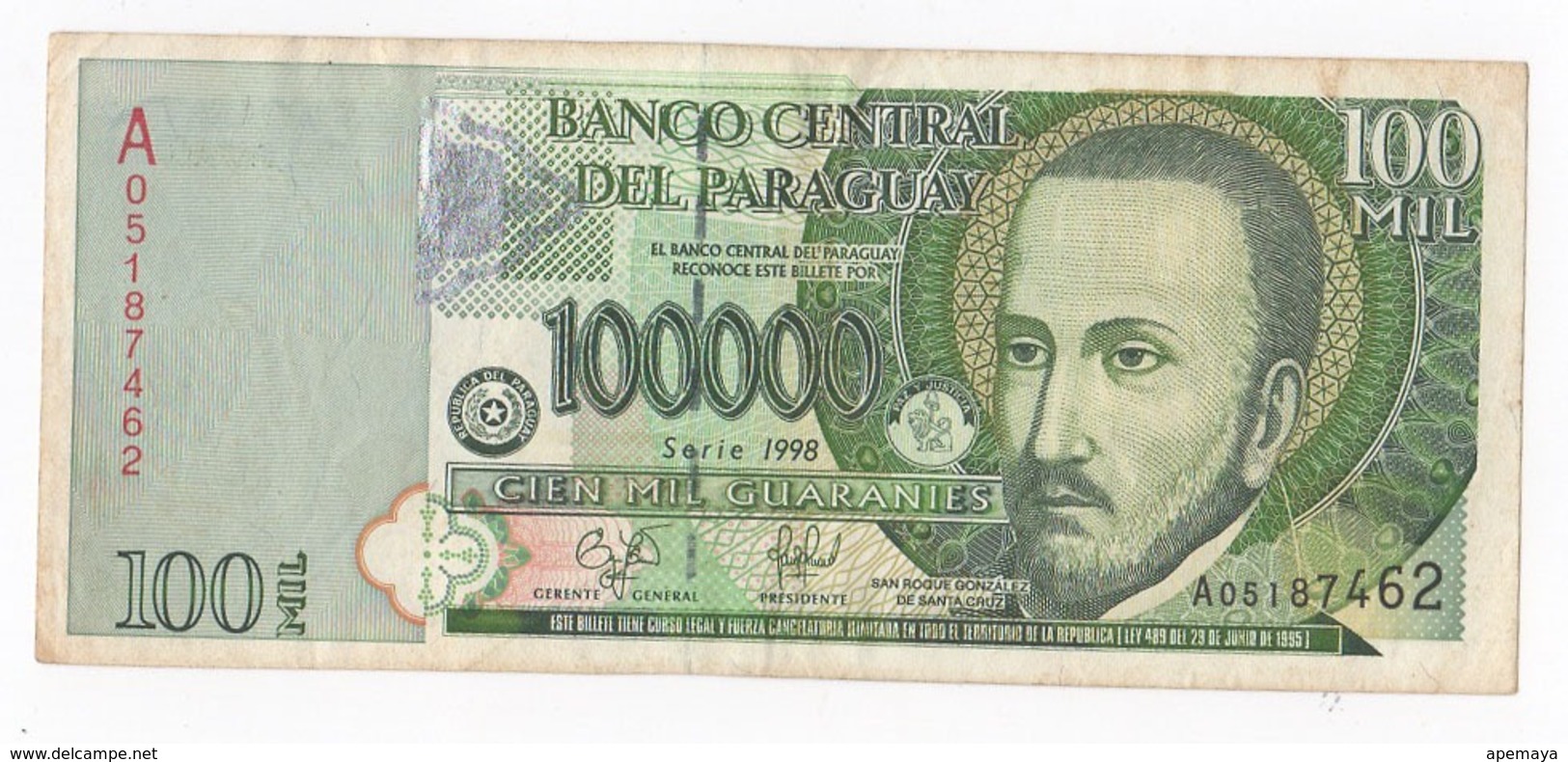 PARAGUAY 100000 GUARANIES P-219 - 1998 RARE ! - Paraguay