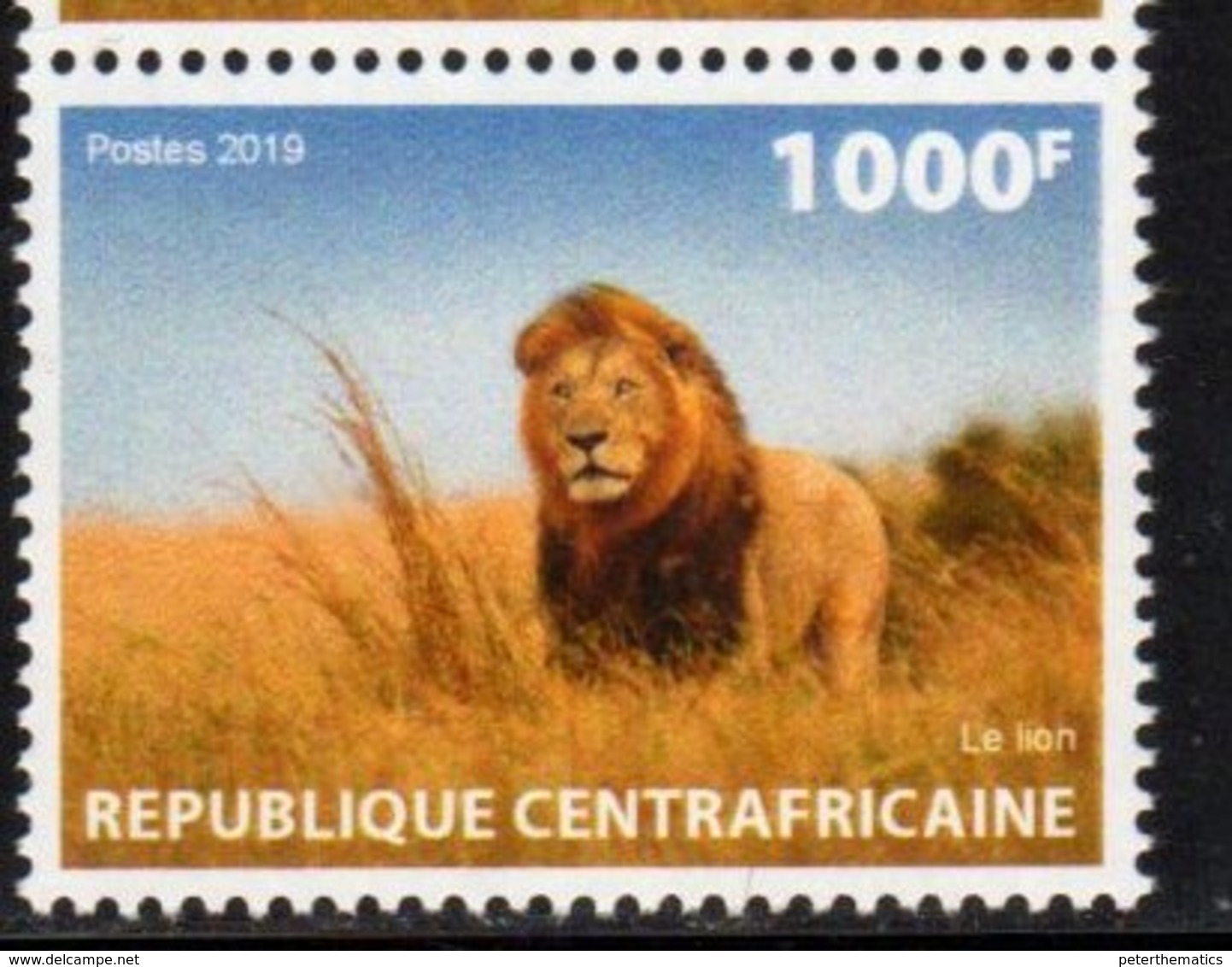 CENTRAL AFRICAN REPUBLIC, CAR, 2019, MNH, FAUNA, LIONS, 1v - Raubkatzen