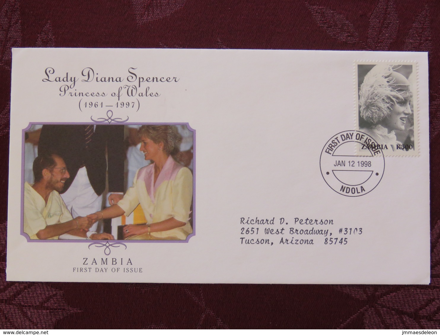 Zambia 1998 FDC Cover - Lady Diana Princess Of Wales - Aids Patient - Royalties, Royals