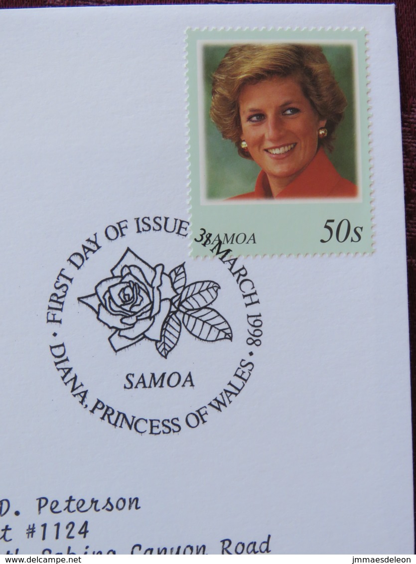 Samoa 1998 FDC Cover - Lady Diana Princess Of Wales - Rose Flower Cancel - Royalties, Royals