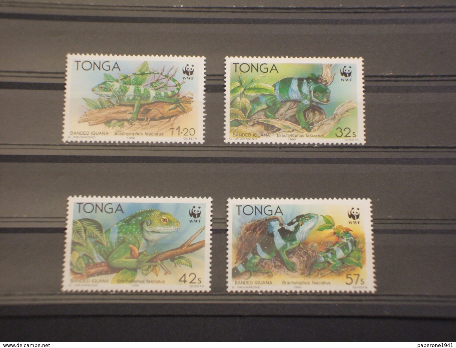 TONGA - 1990 WWF IGUANE 4 VALORI - NUOVI(++) - Tonga (1970-...)